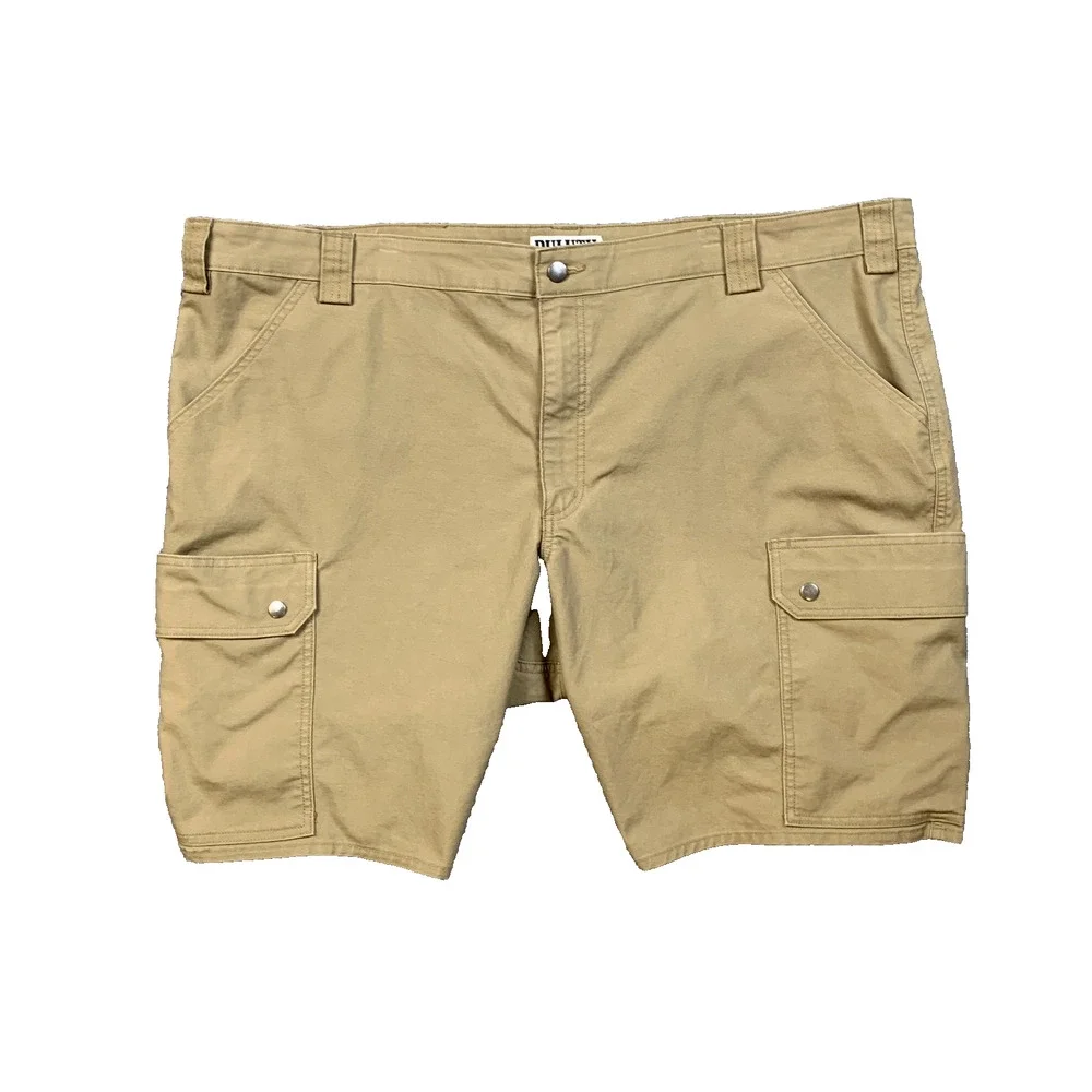 Duluth Trading Shorts Mens 46 Biscuit 40Grit Flap Pocket Cargo Cotton Blend